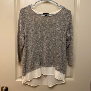 The Limited Grey & White Quarter-Sleeve Blouse